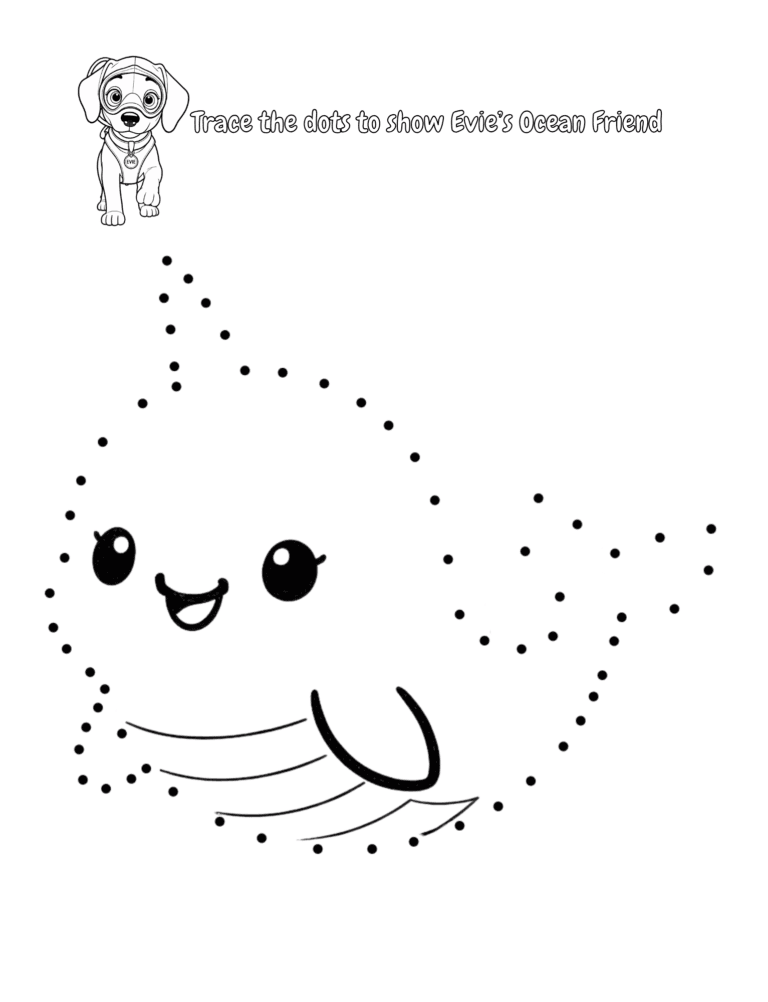 Printable Narwhal dot-to-dot activity for kids ages 3–8