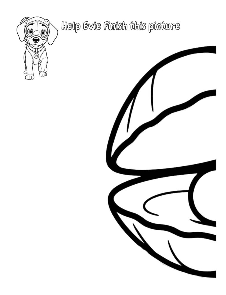 Printable Finish the picture seashell activity for kids ages 3–8