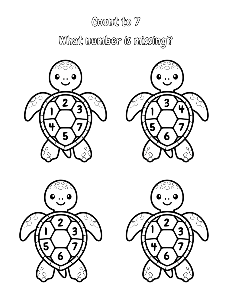 Printable Count the turtles activity for kids ages 3–8