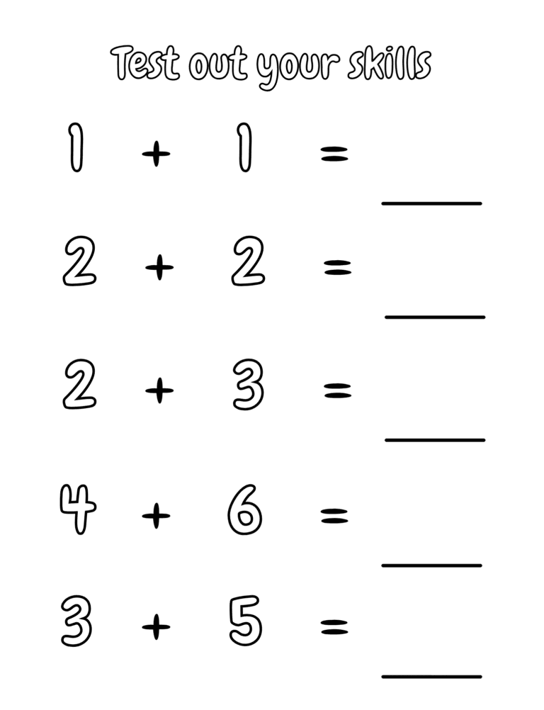 Printable Test your skills ocean addition activity for kids ages 3–8