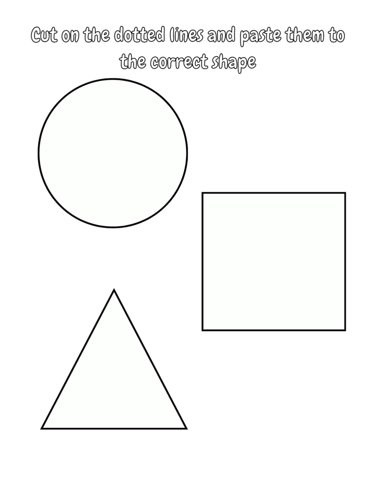 Printable Cut and paste the shapes-part1 activity for kids ages 3–8