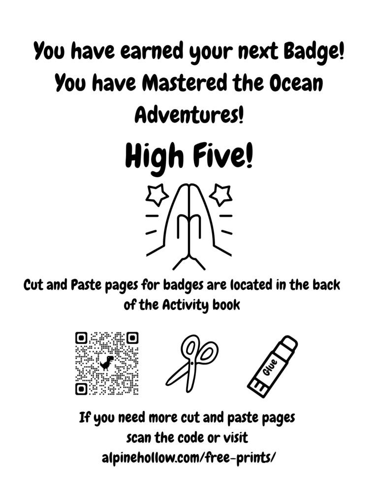 Printable You mastered your ocean adventure badge activity for kids ages 3–8