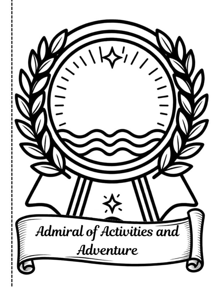 Printable Admiral of Activities and Adventure badge activity for kids ages 3–8
