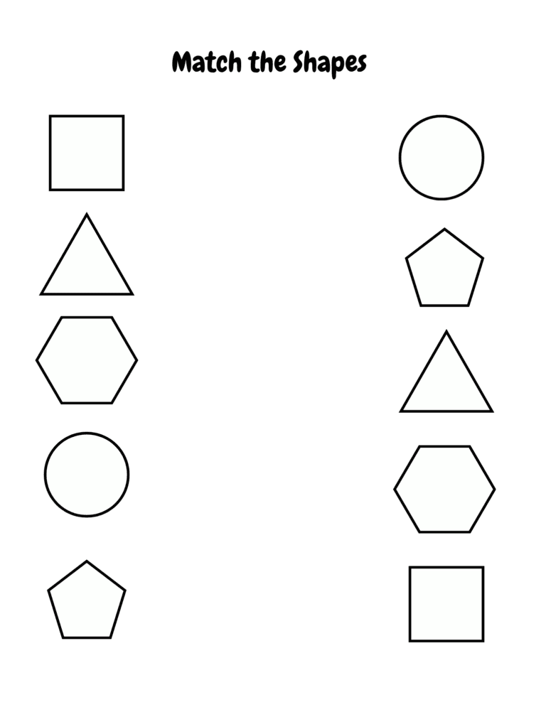 Printable Match the shapes activity for kids ages 3–8