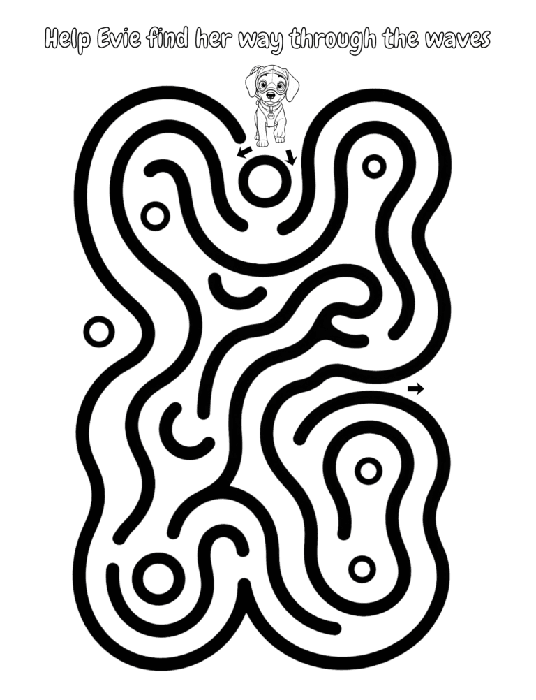 Printable Ocean maze activity for kids ages 3–8
