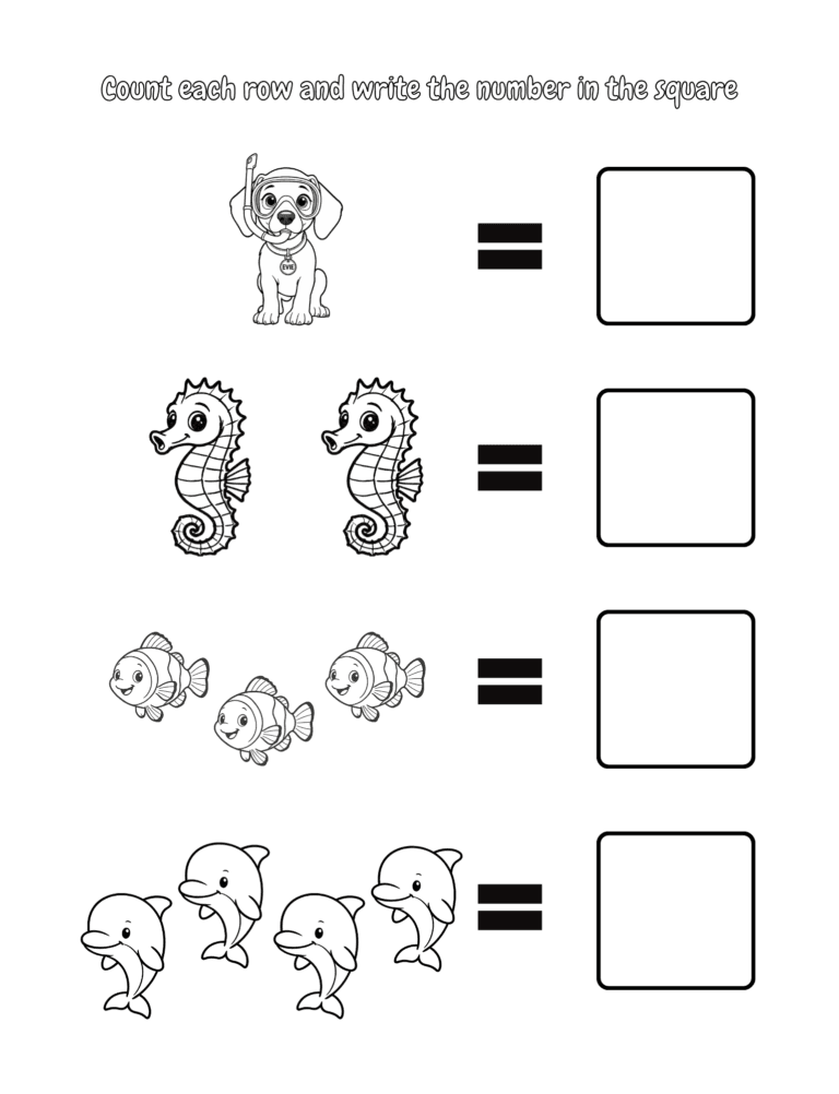Printable Count and write the number activity for kids ages 3–8