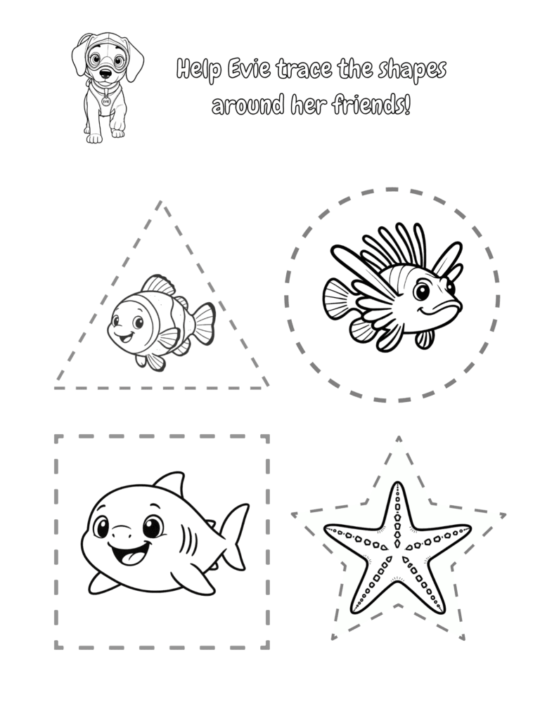 Printable Trace the shapes activity for kids ages 3–8