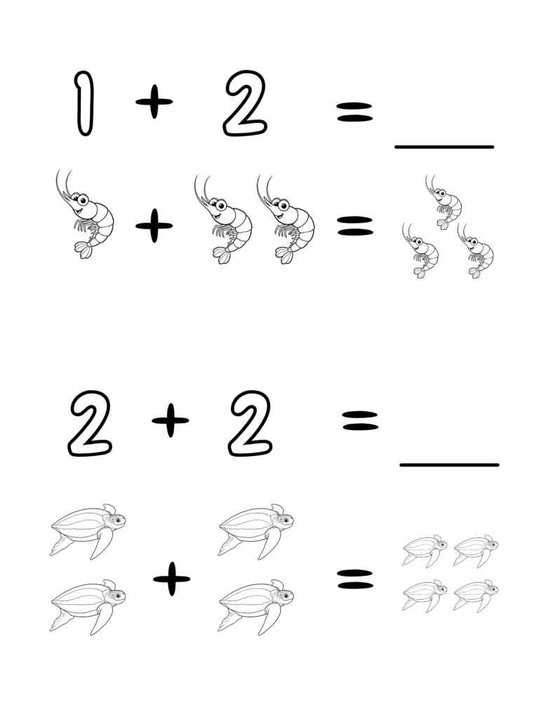 Printable Add the sea creatures activity for kids ages 3–8