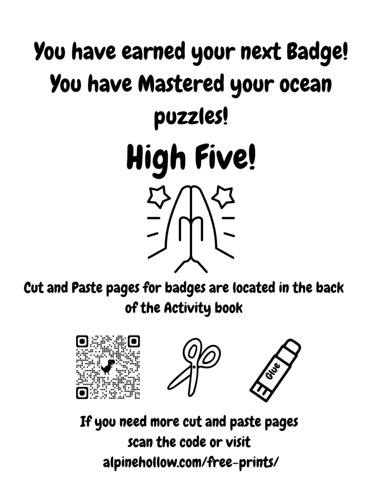 Printable You mastered your ocean puzzles badge activity for kids ages 3–8