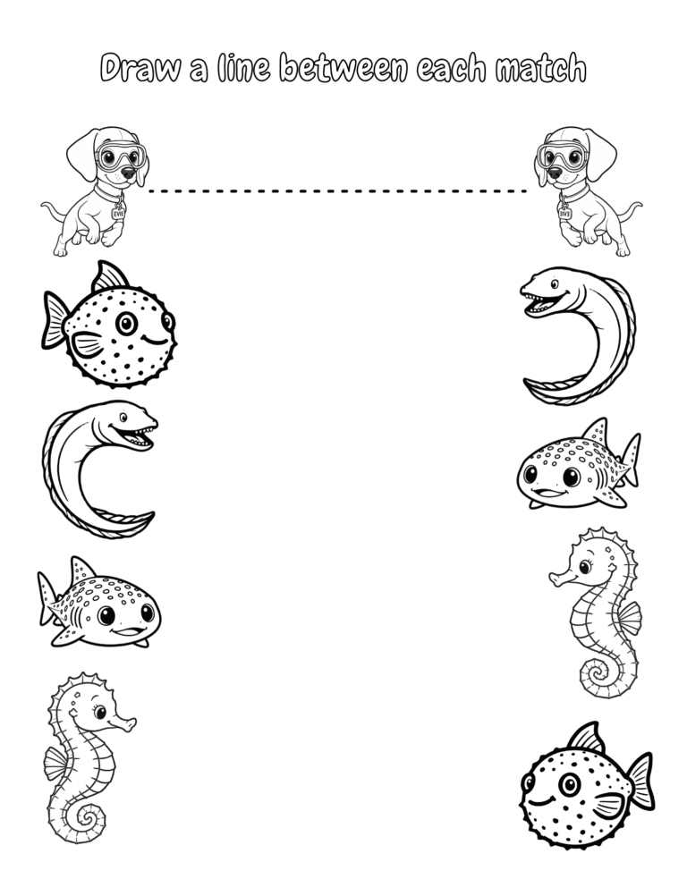 Printable Trace the matching lines activity for kids ages 3–8