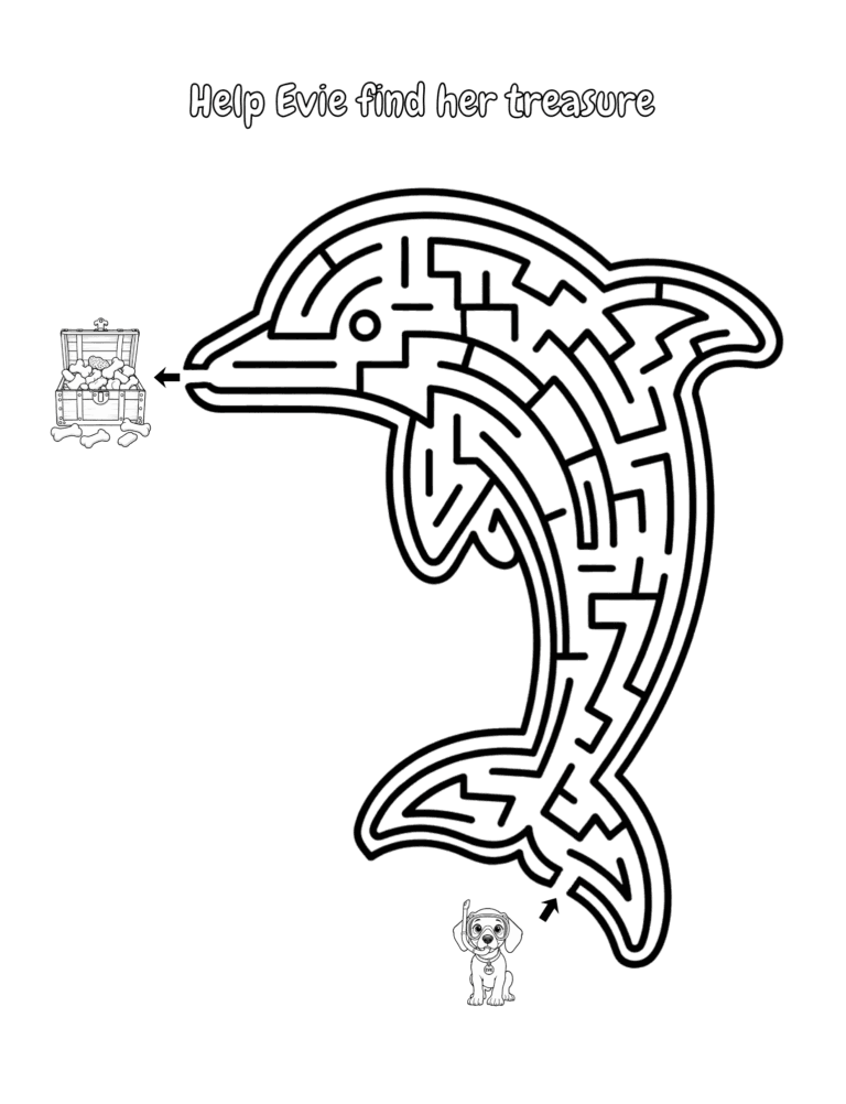 Printable Dolphin coloring page for kids ages 3–8