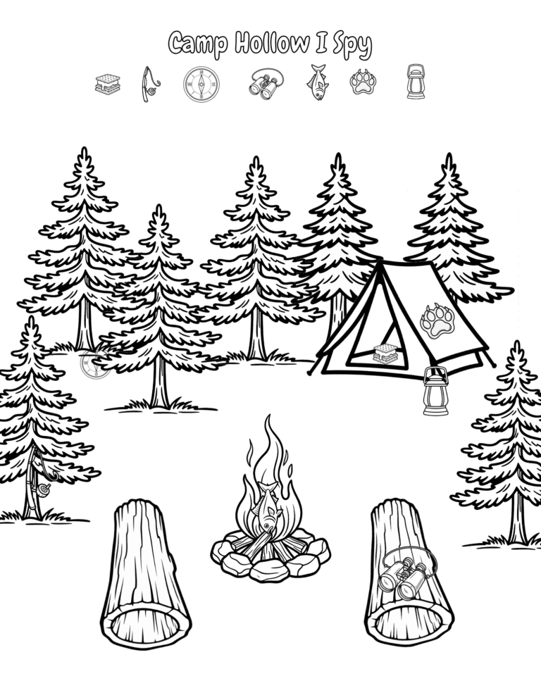 Printable Camp I Spy activity for kids ages 3–8