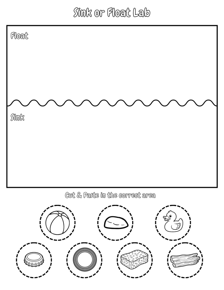 Printable Sink or float lab activity for kids ages 3–8